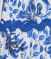 J.Marie Hayden Square Neck Ric Rac Trim Strap A-Line Dress