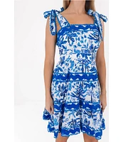 J.Marie Hayden Square Neck Ric Rac Trim Strap A-Line Dress