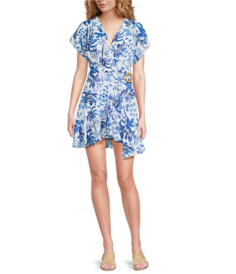 J.Marie Hayden V-Neck Flutter Sleeve Wrap Romper