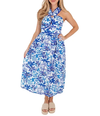J.Marie Hayden V-Neck Sleeveless Ric Rac Trim Midi A-Line Dress