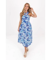 J.Marie Hayden V-Neck Sleeveless Ric Rac Trim Midi A-Line Dress