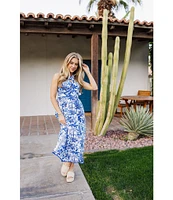 J.Marie Hayden V-Neck Sleeveless Ric Rac Trim Midi A-Line Dress