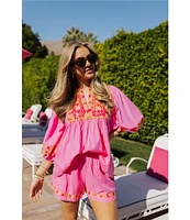 J.Marie High Rise Embroidered Carlie Shorts