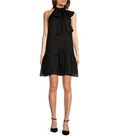 J.Marie Jules Bow Tie Neck Sleeveless Shift Mini Dress