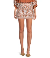 J.Marie Kennedy Floral Embroidered High Rise A-Line Mini Skirt