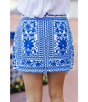 J.Marie Laken Floral Embroidered Mini Pencil Skirt