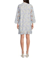 J.Marie Maggie Floral Lace Split V-Neck Long Sleeve Shift Dress