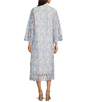 J.Marie Maggie Lace Split V-Neck 3/4 Sleeve Midi Shift Dress