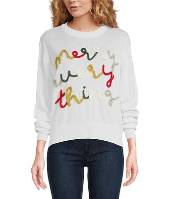 J.Marie Merry Everything Ribbed Crew Neck Long Sleeve Pullover Sweater