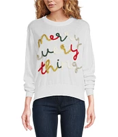 J.Marie Merry Everything Ribbed Crew Neck Long Sleeve Pullover Sweater