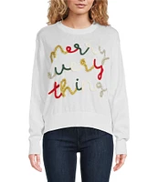 J.Marie Merry Everything Ribbed Crew Neck Long Sleeve Pullover Sweater