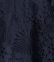 J.Marie Seraphina Floral Long Sleeve 3D Lace Mandarin Collar Midi Dress