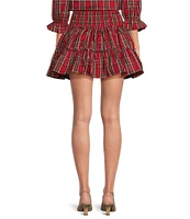 J.Marie Tamara Smocked Plaid Tiered Mini Skort