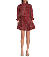 J.Marie Tamara Smocked Plaid Tiered Mini Skort