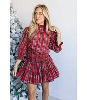 J.Marie Tamara Smocked Plaid Tiered Mini Skort