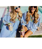 J.Marie Tristen 3/4 Sleeve Embroidery Coordinating Top