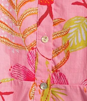 J.Marie Coordinating Woven Playa Button Up Ruffle Top