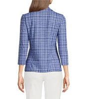 J.McLaughlin Aida Catalina Cloth Knit Point Collar 3/4 Sleeve Top