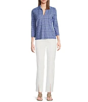 J.McLaughlin Aida Catalina Cloth Knit Point Collar 3/4 Sleeve Top
