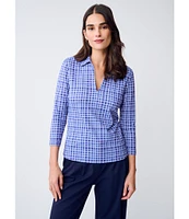 J.McLaughlin Aida Catalina Cloth Knit Point Collar 3/4 Sleeve Top