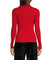 J.McLaughlin Arlette Cotton Blend Metallic Ribbed Knit Long Sleeve Turtleneck Sweater