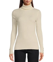 J.McLaughlin Arlette Solid Ribbed Knit Long Sleeve Turtleneck Sweater