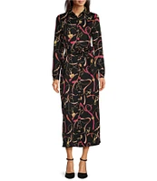 J.McLaughlin Armory Catiline Cloth Point Collar Button Front Long Sleeve Self-Tie Shirt Dress