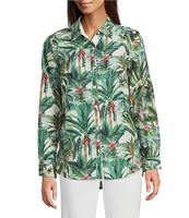 J.McLaughlin Britt Tropical Floral Print Mandarin Collar Long Sleeve Button Front Blouse