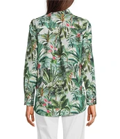 J.McLaughlin Britt Tropical Floral Print Mandarin Collar Long Sleeve Button Front Blouse