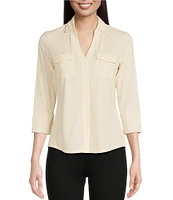J.McLaughlin Brynn 3/4 Sleeve Point Collar Shirt