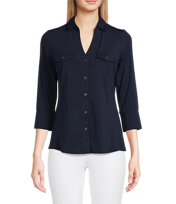 J.McLaughlin Brynn 3/4 Sleeve Point Collar Shirt