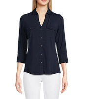 J.McLaughlin Brynn 3/4 Sleeve Point Collar Shirt