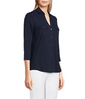 J.McLaughlin Brynn 3/4 Sleeve Point Collar Shirt