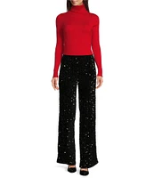 J.Mclaughlin Carter Sequin Velour Flat Front Straight Leg Pant