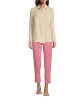 J.McLaughlin Catalina Cloth Printed Flat Front Pull On Capri Pants