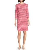 J.McLaughlin Catalyst Catalina Cloth Printed Round Neck 3/4 Sleeve Sheath Dress
