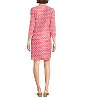 J.McLaughlin Catalyst Catalina Cloth Printed Round Neck 3/4 Sleeve Sheath Dress