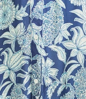 J.McLaughlin Cetara Floral Print Point Collar Short Sleeve Belted Dress