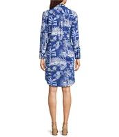 J.McLaughlin Charlee Knit Catalina Cloth Printed Split V-Neck Long Sleeve Dress