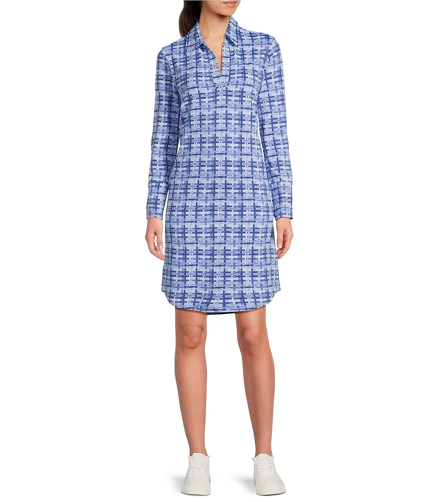 J.McLaughlin Charlee Knit Catalina Cloth Split V-Neck Long Sleeve Dress