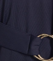 J.McLaughlin Daniellle Poplin Collar V-Neck 3/4 Cuff Sleeve Belted Dress