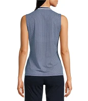 J.McLaughlin Darya Printed Knit Crochet Split V-Neck Sleeveless Top