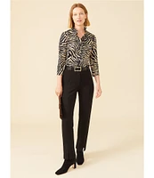 J.McLaughlin Deanne Split Front Hem Knit Straight Leg Cropped Pants