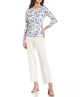 J.McLaughlin Deanne Split Front Hem Knit Straight Leg Cropped Pants