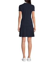 J.McLaughlin Dorte Catalina Cloth Knit Point Collar Cap Sleeve Side Pocket Pleated Shirt Dress