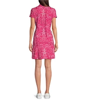 J.Mclaughlin Dorte Printed Catalina Cloth Point Collar Cap Sleeve Dress