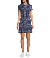 J.Mclaughlin Dorte Printed Catalina Cloth Point Collar Cap Sleeve Dress