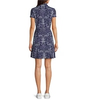 J.Mclaughlin Dorte Printed Catalina Cloth Point Collar Cap Sleeve Dress