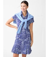 J.Mclaughlin Dorte Printed Catalina Cloth Point Collar Cap Sleeve Dress