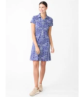 J.Mclaughlin Dorte Printed Catalina Cloth Point Collar Cap Sleeve Dress